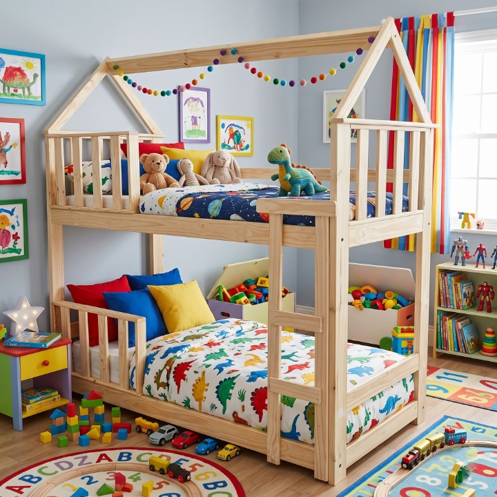 Cama casita superpuesta